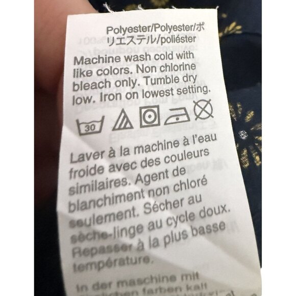 J. Crew Womens Floral PomPom Trim Cotton Blend Square Neck Top NavyYellow Size 4 - Picture 6 of 6